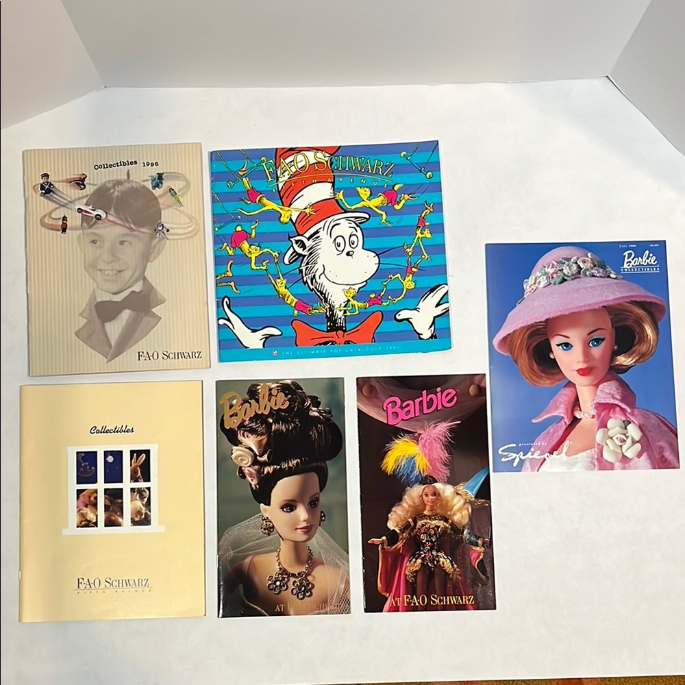 LOT 6 BARBIE Collectibles PROMOTIONAL CATALOGS FAO SCHWARZ Spiegel 1990’s